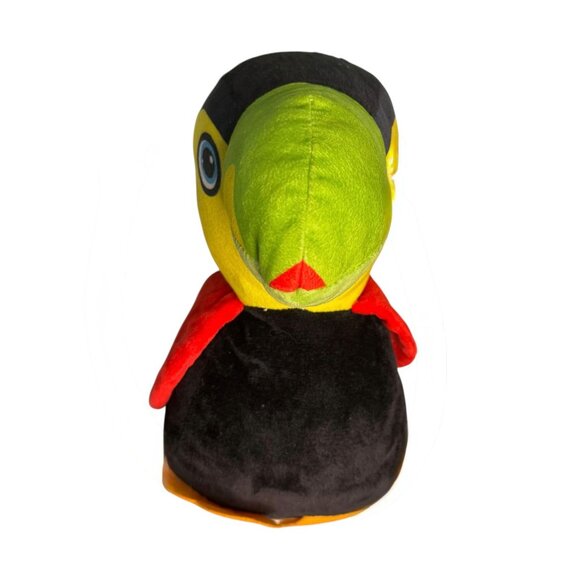 Toucan Shaped Plush Toy 11" Black Yellow Red Green Soft Fabric Stuffed Animal - Picture 3 of 9